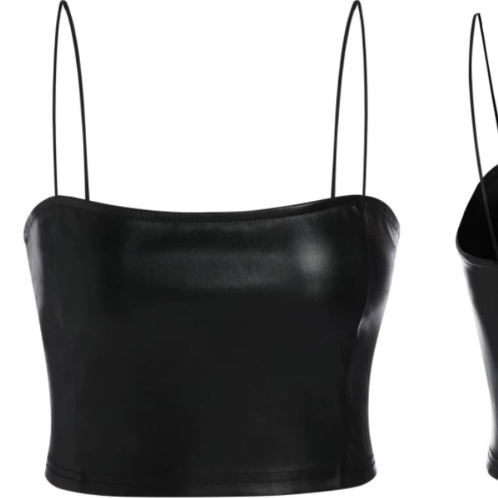 Zaful Faux Leather Plain Tank
